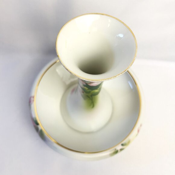 Antique Nippon Porcelain Hat Pin Holder Hand-Painted Floral & Gold Early 1900s - Picture 3 of 11